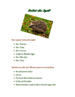 Passt auf die Igel auf